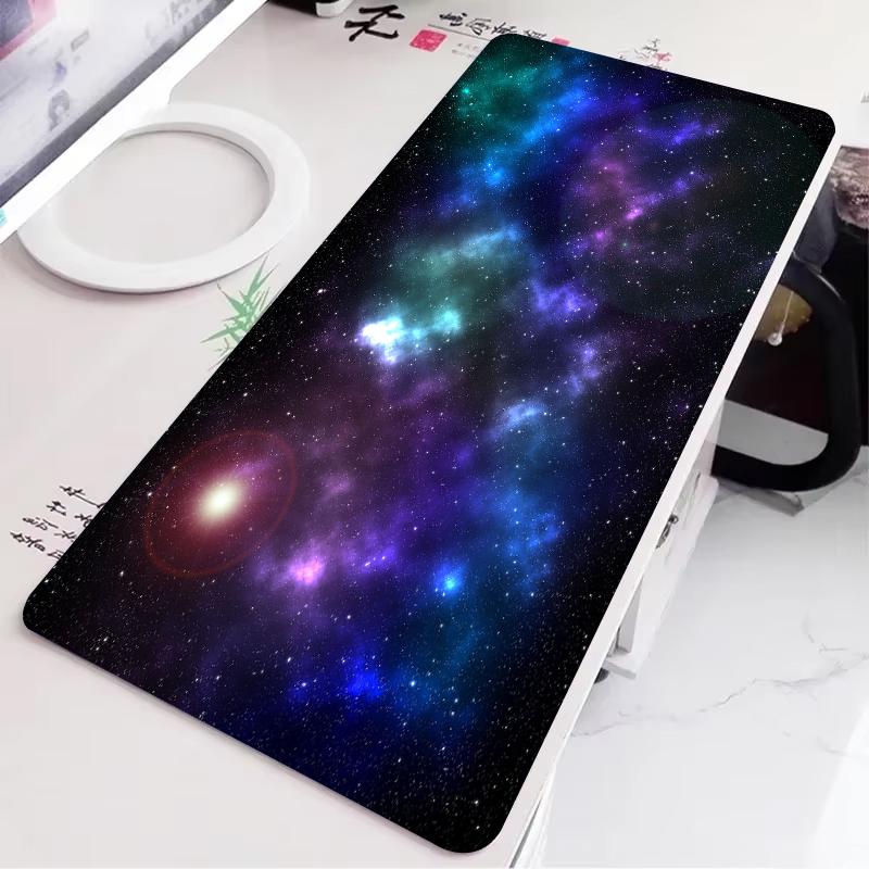 Purple Blue Galaxy Planet Large Gaming Mouse Pad Outer Space Nebula Starry Sky Nonslip Extended Keyboard Desk Mat