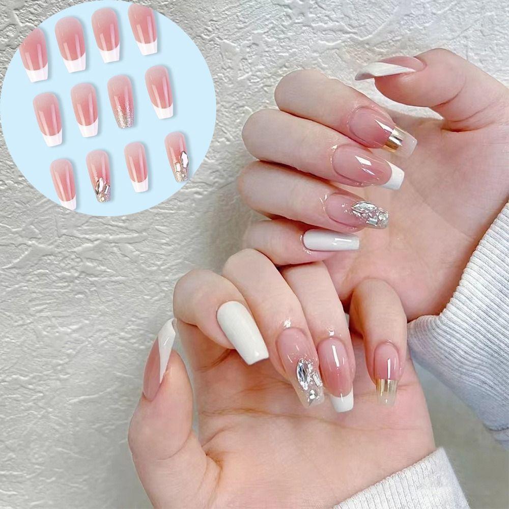 

Маникюрный пресс для ногтей DIY Носимые накладные ногти с квадратной головкой во французском стиле средней длины