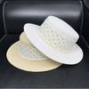 French Vacation Style Polka Dot Flat Top Top Hat Women's Summer Elegant Pearl Straw Hat Travel Seaside Sun Protection Hat