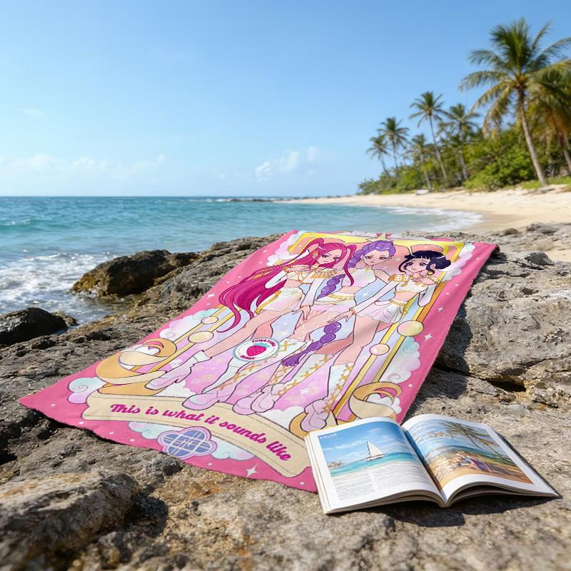 1pc KPop Demon Hunters10 Beach Towel, Beach and Seaside Swimming Pool Equipment, Fashion Pattern, Rectangular, Travel Essentials