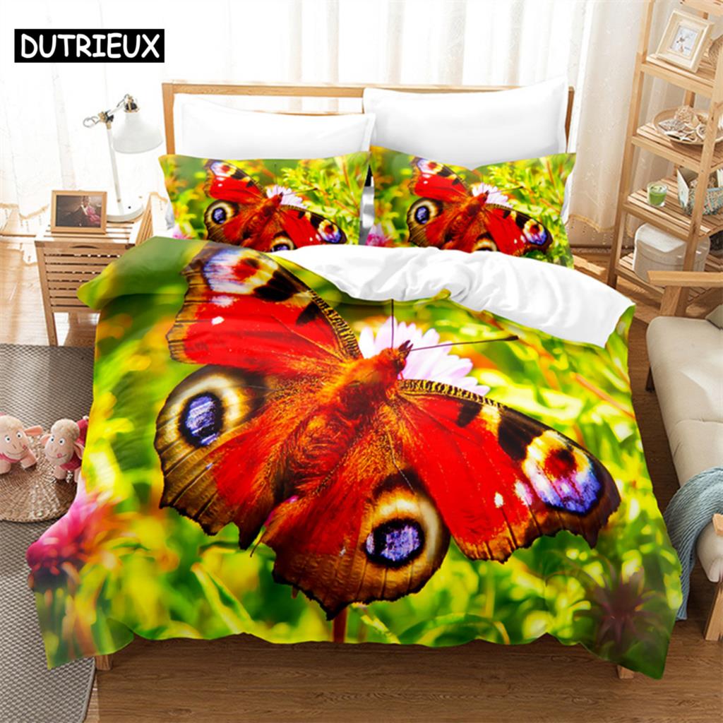 Comforter Butterfly Flower Queen Bedding Set Kids Bedroom Bed Set Comforter Set King Size Bedding Sets