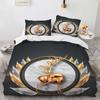 Cartoon Elk Duvet Cover King Queen Size Golden Deer Pattern Bedding Set for Teens Adults Wild Buck Quilt Cover with Pillowcase