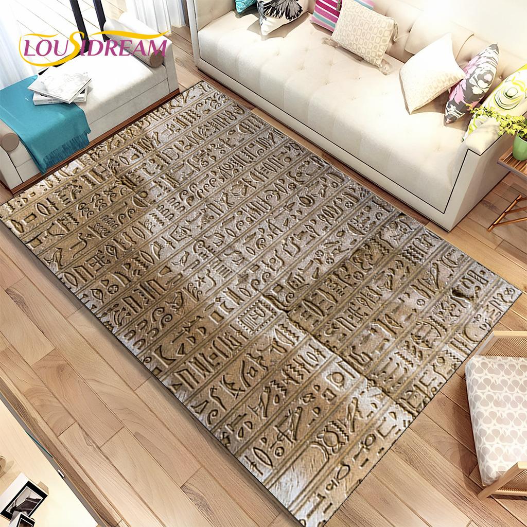 Egyptian Mythology Pharaoh Hieroglyphics Area Rug,Carpet for Home Living Room Bedroom Sofa Doormat Decor,kids Non-slip Floor Mat