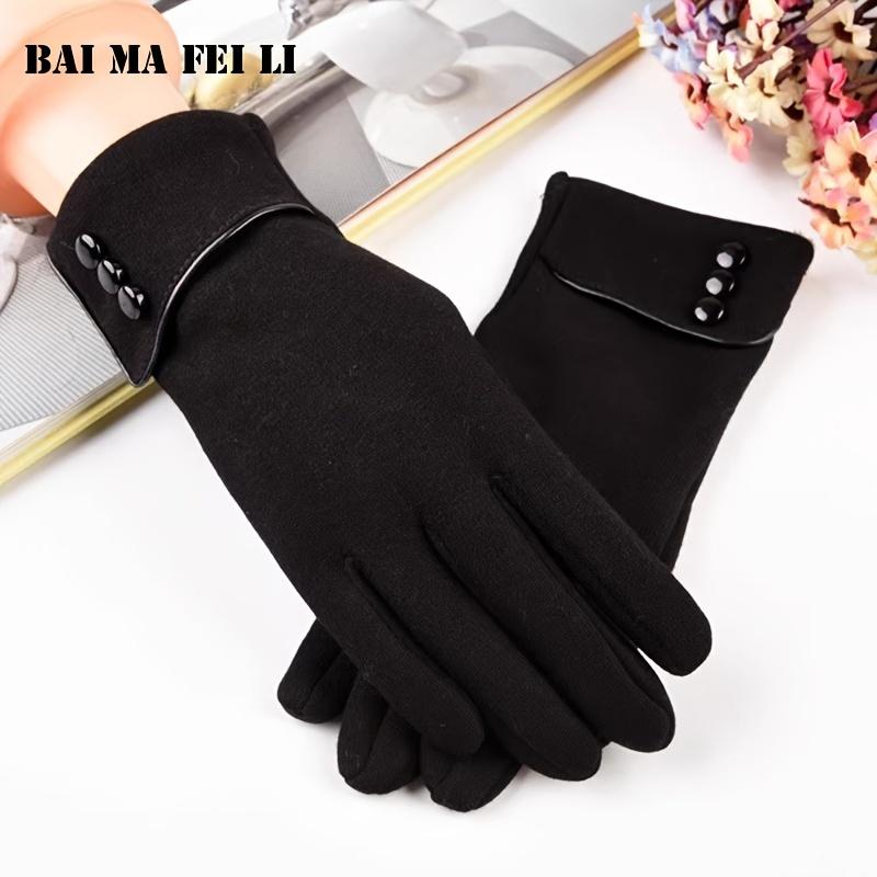 Warm & Windproof  Women's Thermal Handwear for Hiking & Recreation - Fleece-Lined Polyester Gloves with Knit Fabric, Hand Wash Only