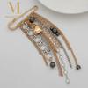 Ins Style Heart Brooch Black Beads Chain Tassel Metal Chain Brooch Sweet Cool Style Heart Pendant Beaded Tassel Lapel Pin