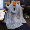 Embroidered Flower Lace Scarf Lightweight Female Headscarf Retro Silk Scarf  Summer