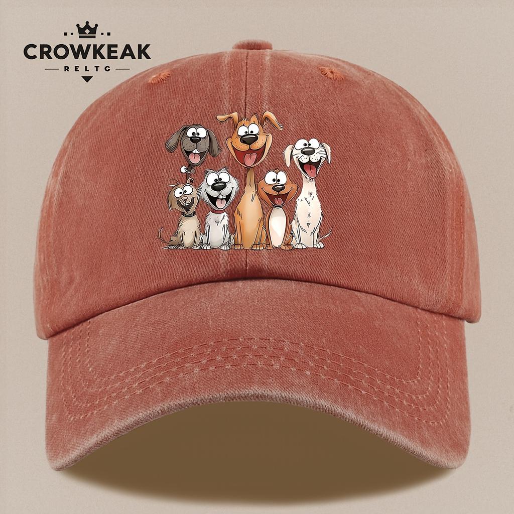 pc Cheerful Cartoon Dog Family Design Printed Casual Baseball Cap Lightweight Comfortable And Breathable Adjustable Size fo