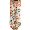 Damen Casual Locker Geschnittene Weite Hosen mit Halloween Print, Elastischer Bund mit Kordelzug für die Feierparty