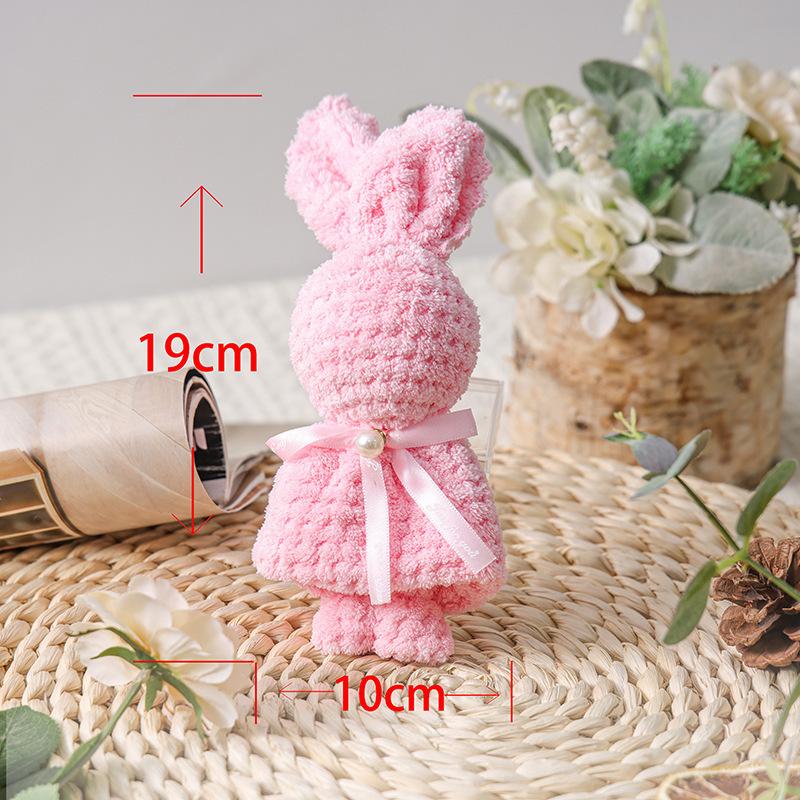 1pc Cartoon Cute Coral Velvet Bear Towel Square Towel Holiday Birthday Wedding Valentine's Day Souvenir Gift Household Washcloth