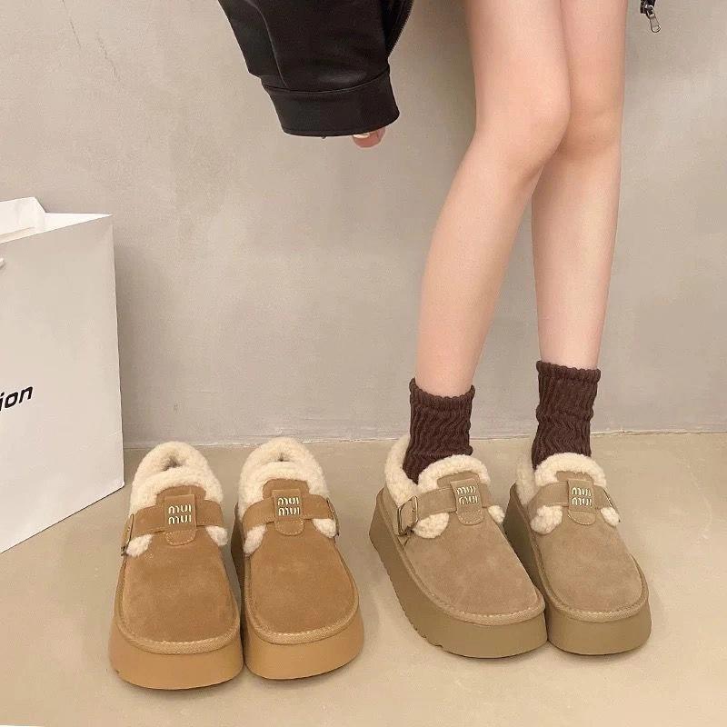 thick-soled velvet women's shoes, winter new real fur integrated snow boots to keep warm and wear fluffy cotton shoes