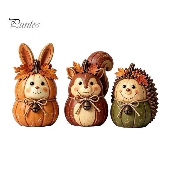 Indoor Autumn Room Decorations 3PCS Rustic Harvest Wooden Ornaments, Animal Designs Retro Vintage Distressed Wood Crafts Farmhouse Crafts, Decorative