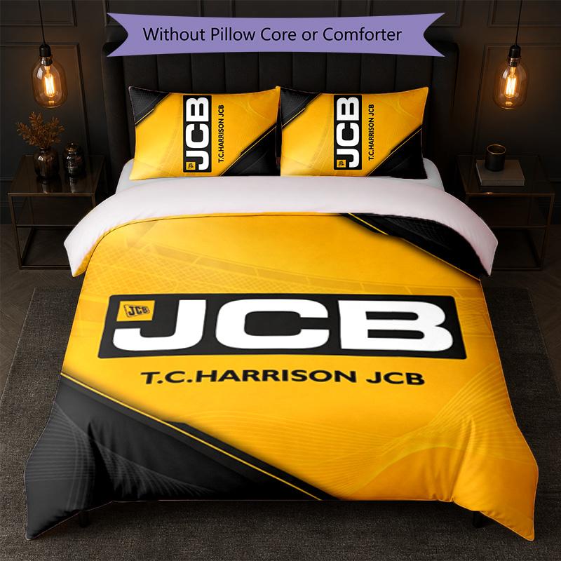 JCB Print 3Pcs Bedding Set Duvet Cover With Two Pillowcases Soft Bed Linen For Household Bedroom