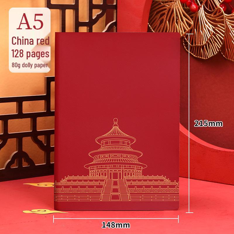 2025 A5 Business Diary: Customizable Soft Leather Office Notebook with National Trend Design and Logo Printing Options.
