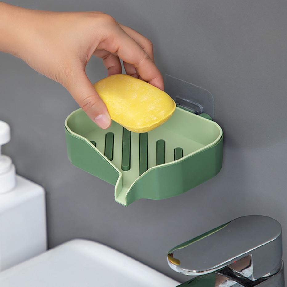 Double Layer Soap Box Soap Holder Wall-mounted Household Bathroom Drain Soap Dishes Toiletries Organizer Storage