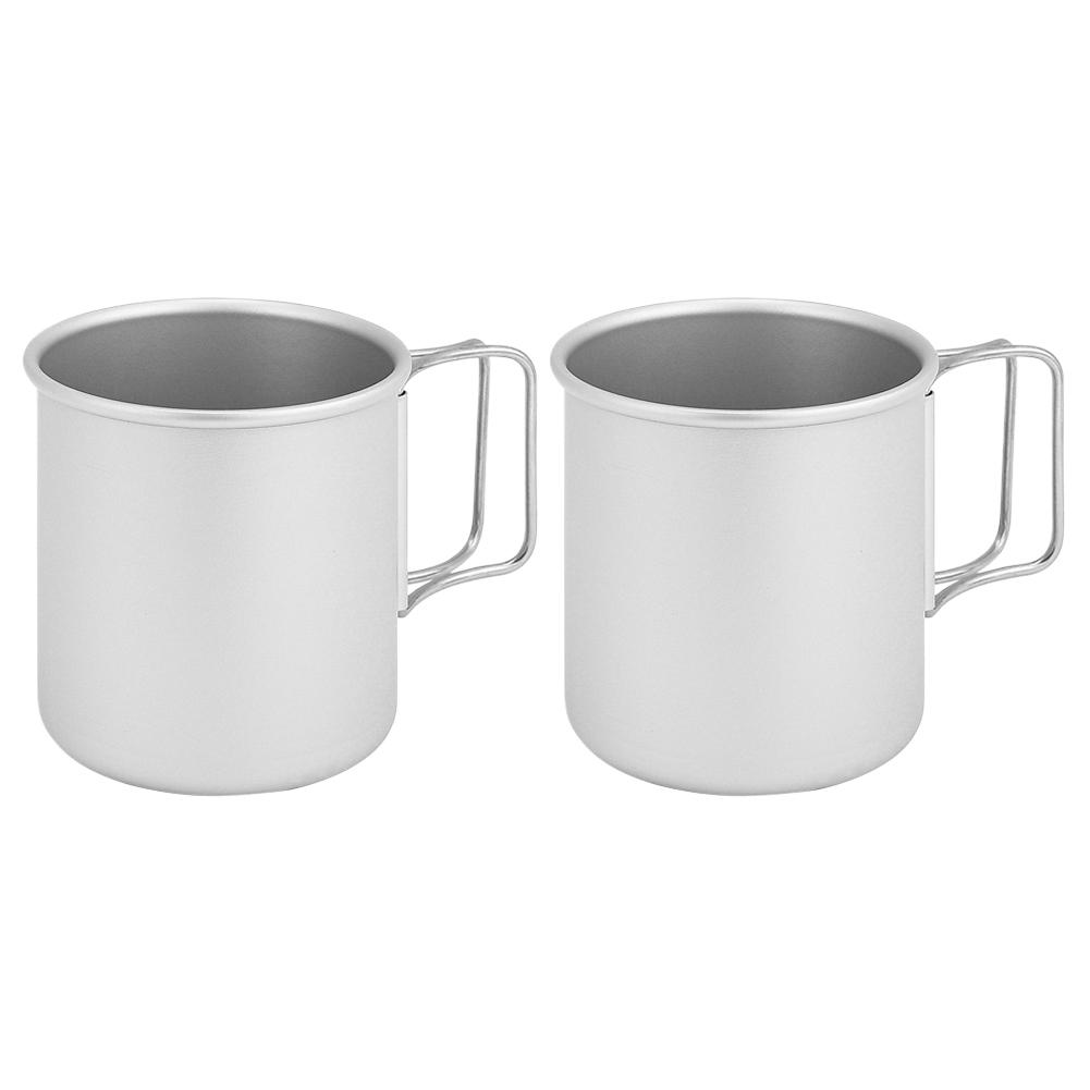 

2 шт. 300 мл походная металлическая кружка для питья со складной ручкой алюминиевая кружка для воды для кемпинга походов белый
