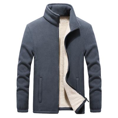 Men's Autumn and Winter Thickened Zipper Warm Jacket Windproof Stand-up Collar Casual Open Solid Color Lining Padded Jacket