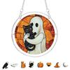 Halloween Acrylic Puzzle Decor, 2D Ghost Pumpkin Skeleton Hanging Sign, Faux Stained Glass Spooky Puzzle for Party Home Decor, Stress Relief Toy