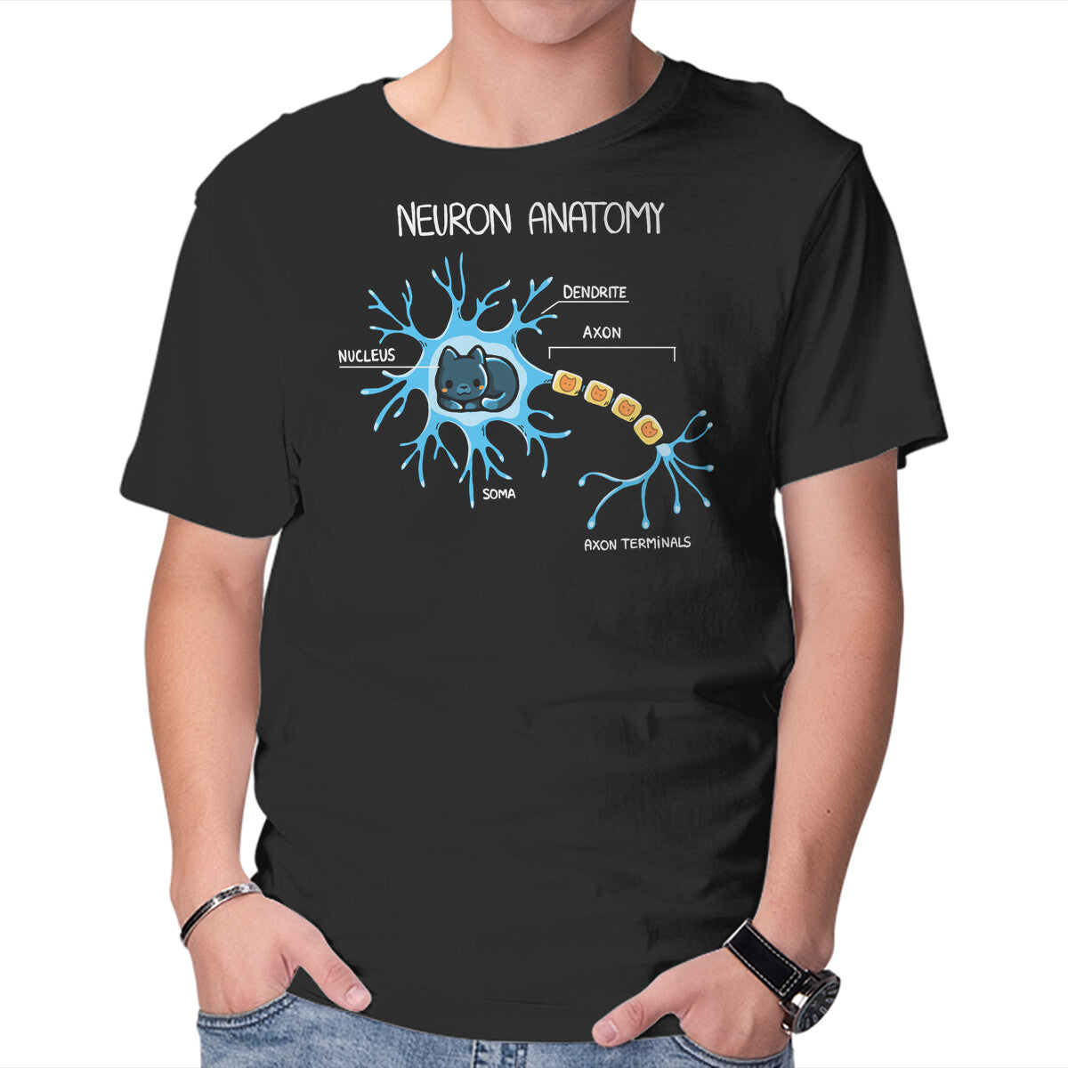 Unisex Crew Neck T-Shirt Neuron Cat Graphic Short Sleeve Casual Tee XXXL