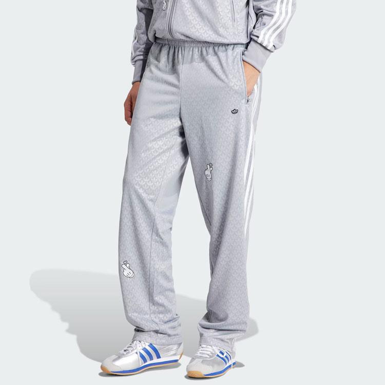 Adidas Originals X Mickey Mouse Co-Branded SS24 Gloves Logo Print Stripe Knit Joggers Men Bottoms Grey IY2276