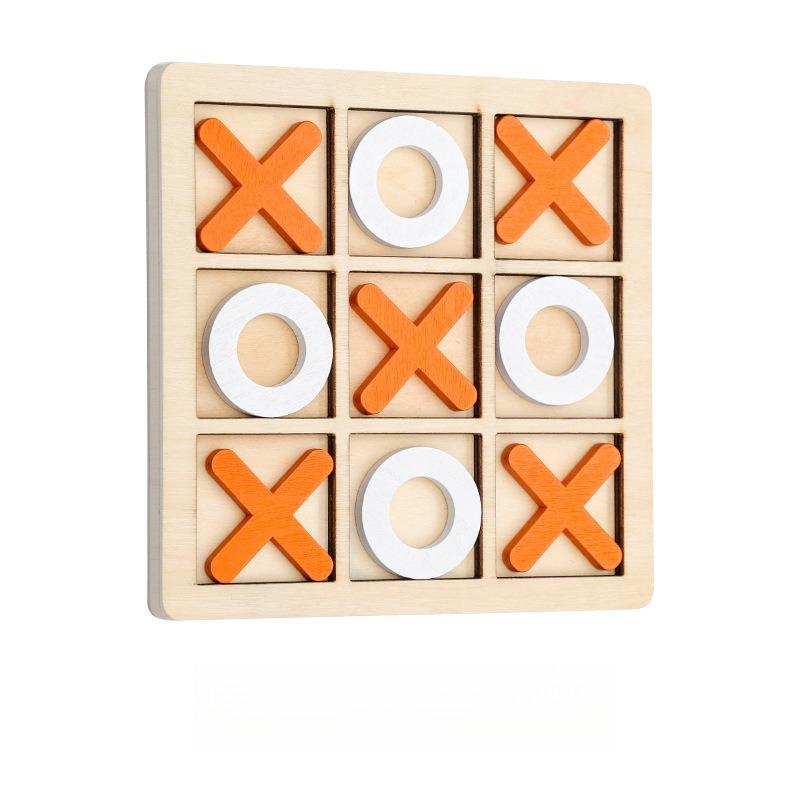 XO Tic-Tac-Toe Strategy Game Set - Wooden Logic Brain Teaser for Family & Early Learning, Interactive Educational Board Game
