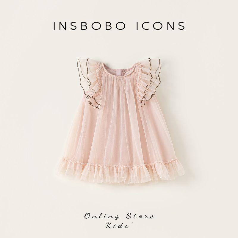 Insbobo Girls  Dress 2026 Summer New Style Baby Girl Princess Dress Kidsren s Gauze Dress Baby Summer Dress Pink 100