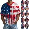 Men's Casual And Fashionable Flag-color Printed Short-sleeved Shirt. Men's Breathable V-neck Short-sleeved Shirt.