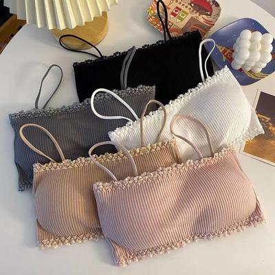 Reggiseni a Fascia Semplici per Ragazze Intimo Monocolore Carino Senza Schiena Brassiere da Donna