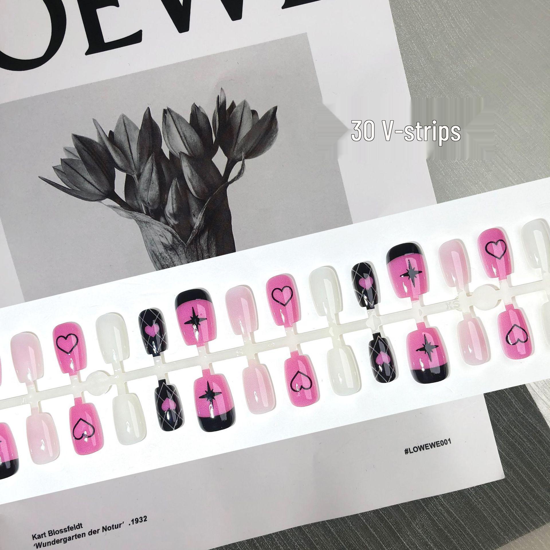 

Y2K Сердечки Накладные ногти - Розово-фиолетовый Блок цвета, отбеливающий кожу, Нейл-арт