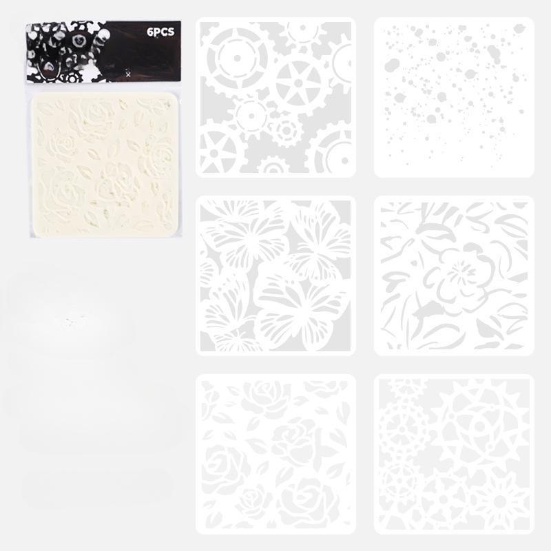 6 stk/sett Blomstersommerfugl sjablongmaler for utklippsbokvegg Liten kreativ design DIY-dekorsjablonger for maling og dekor