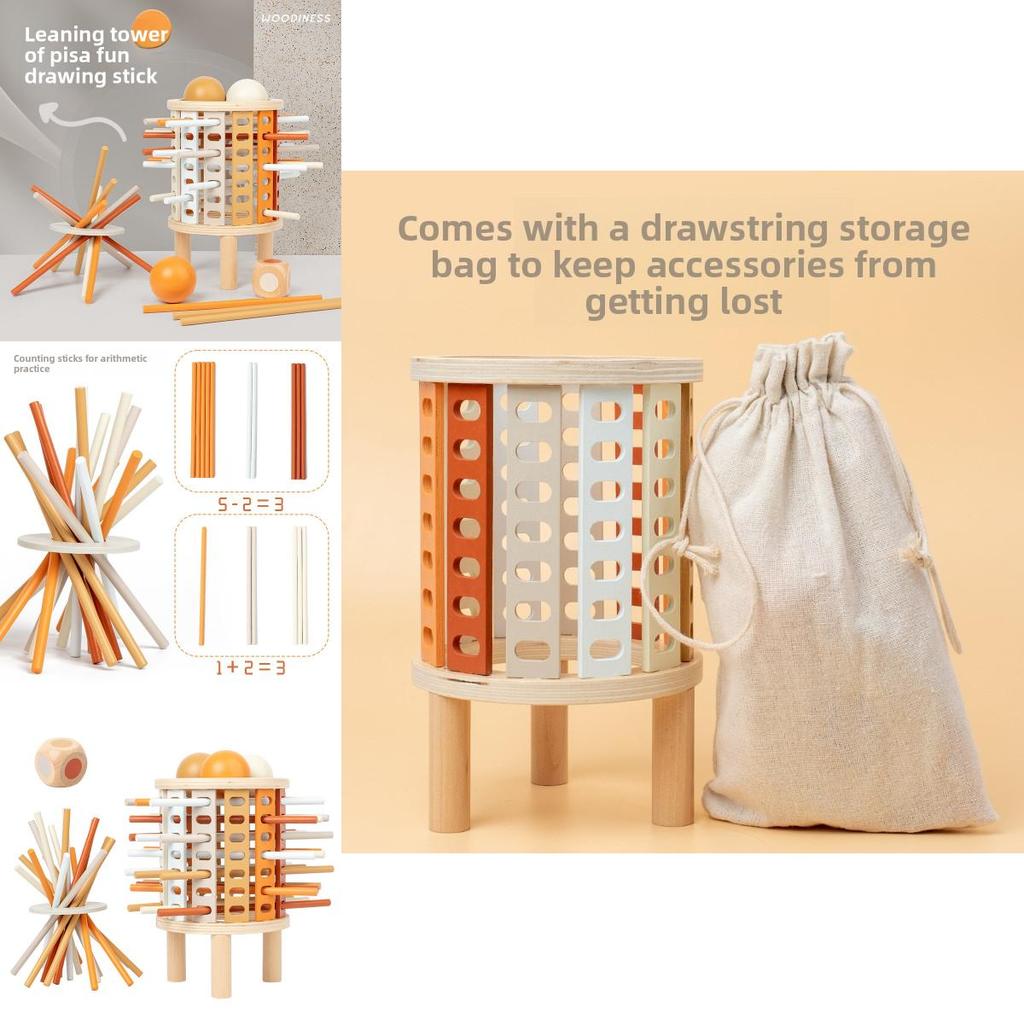 Holzturm-Puzzlespiel für Kinder mit Würfeln und Party-Spielset