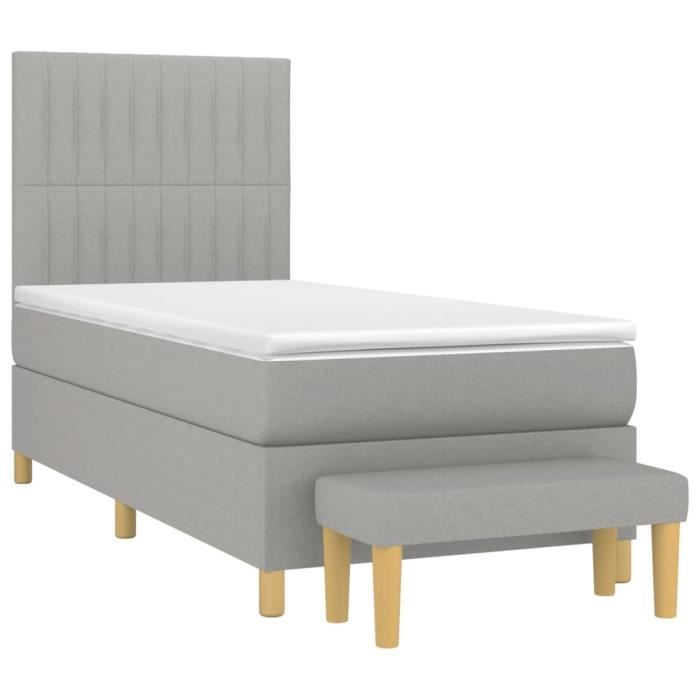 3137277 vidaXL Divan Bed and Mattress Light Grey 90x190 Cm Fabric