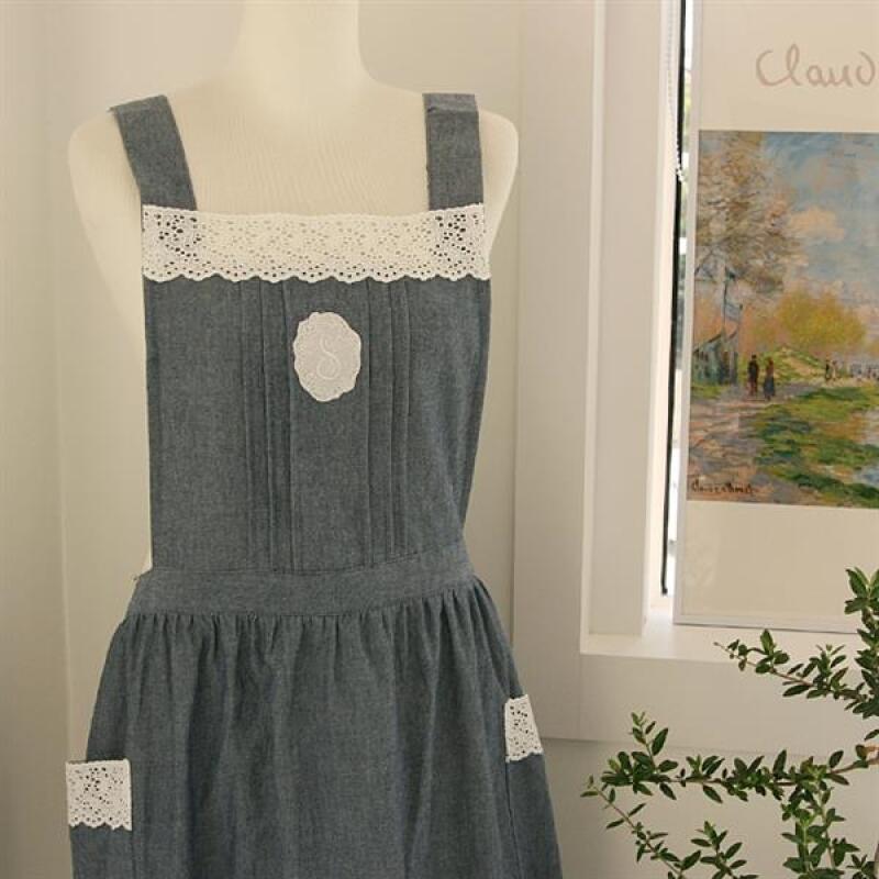 Venice Frill Apron Blue