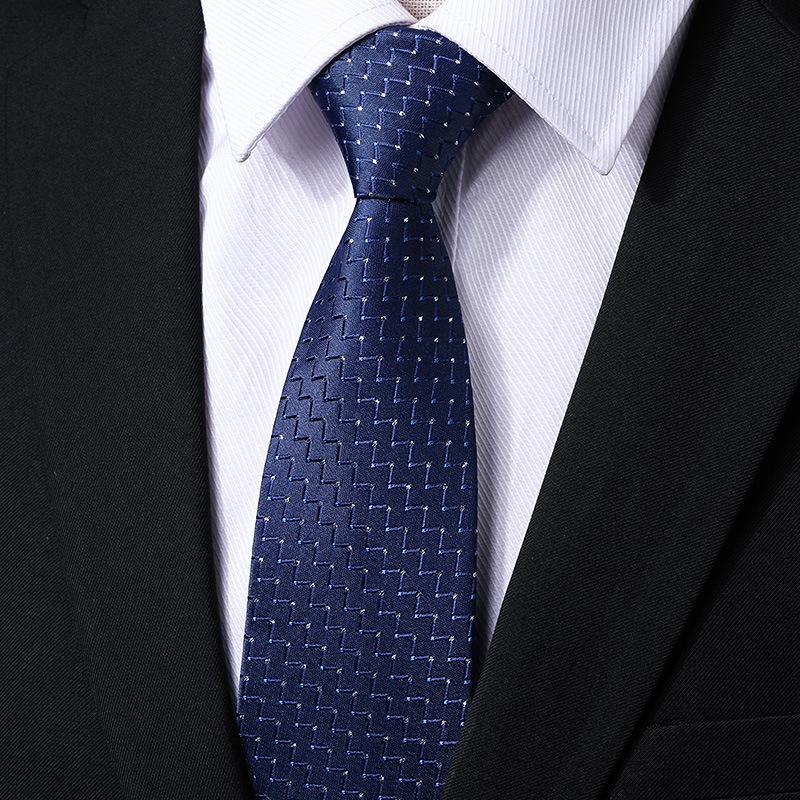 Men'S Blue Business Dress Tie Wedding Groom Work Korean Version Zipper-Style No-Beater Tie Gift Box