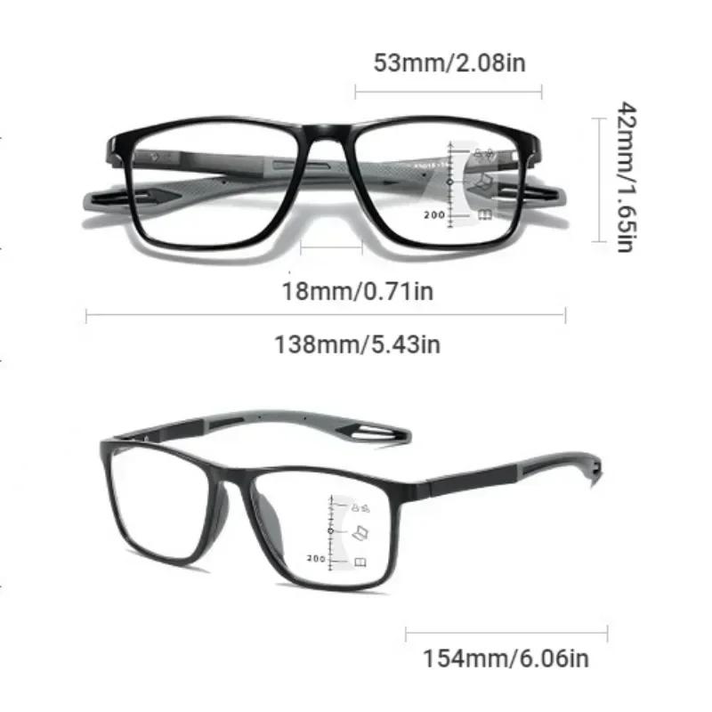 Outdoor Color Changing Multifocal Reading Glasses Tr90 Sports Photochromic Eyewear For Men Women Blue Lamp Blocking Eyeglasses