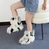 YK women's imitation fox fur snow boots imitation fur plush flat winter boots fashion cotton boots