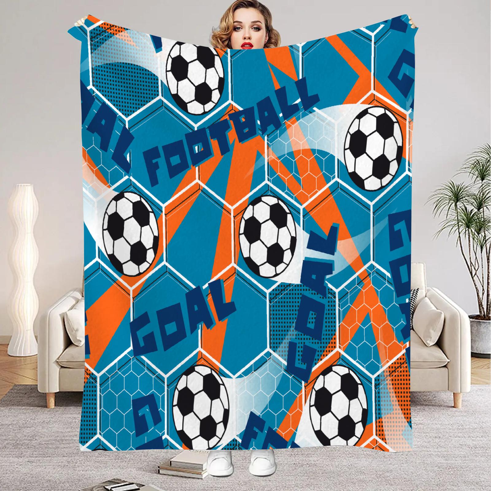 

Flannel Blanket 3D Printed Football Blanket For Office Home Camping Nap Leisure Blankets Birthday Gifts For Home Decor Boys Girl 75x90cm