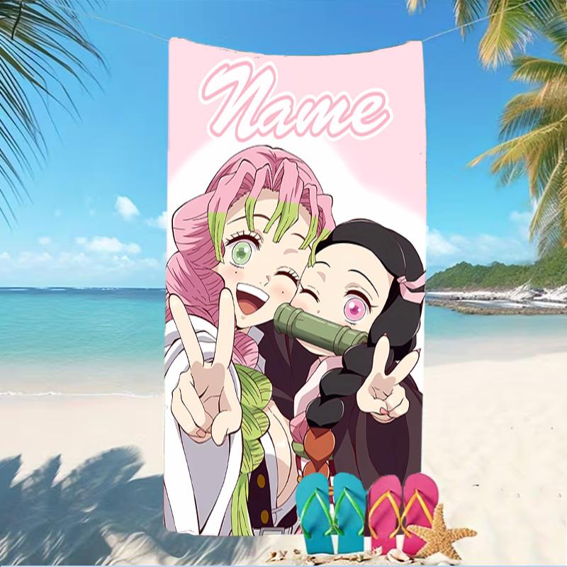 Customizable personalized beach towels Demon Slayer character theme themed designs.Suitable for the beach, yoga, sports;ideal as beach accessories
