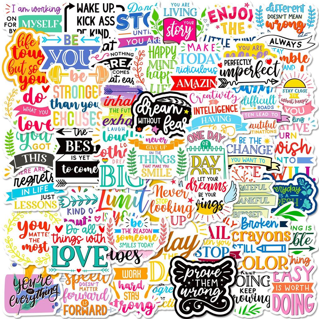 200 Creative Illustrations In English Motivational Passionate Phrases Stickers Decorative Folders, Pencil Case Refrigerators