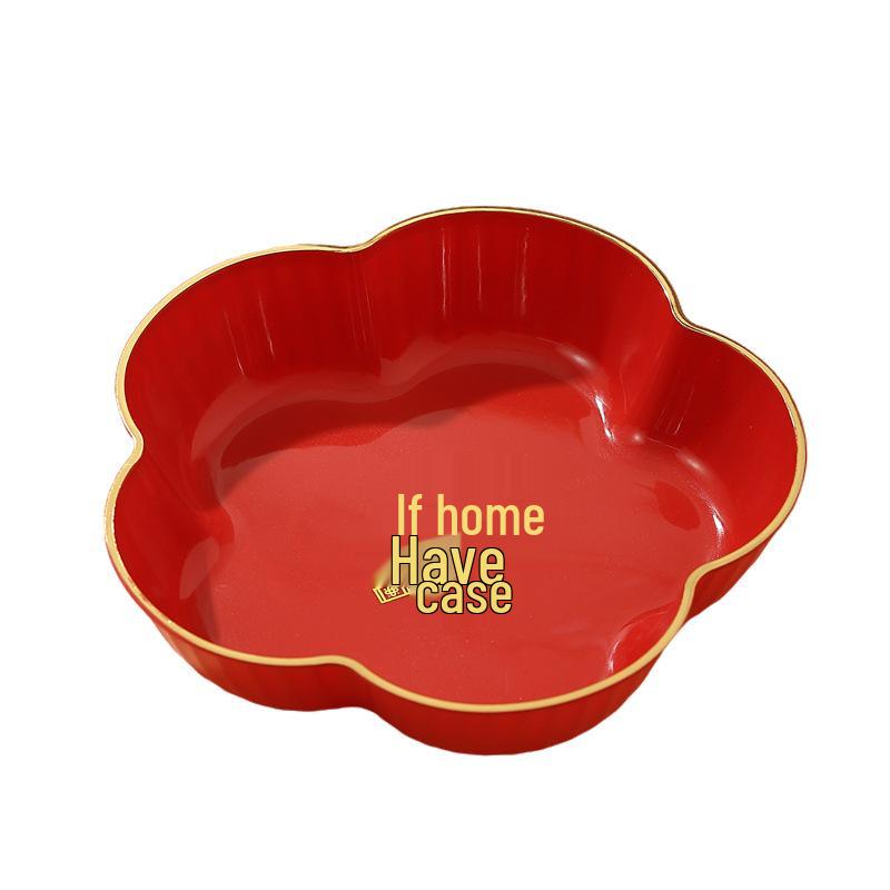 Red Wedding Candy Dish & Engagement Centerpiece Set: Happy Plate for Dried Fruits & Housewarming