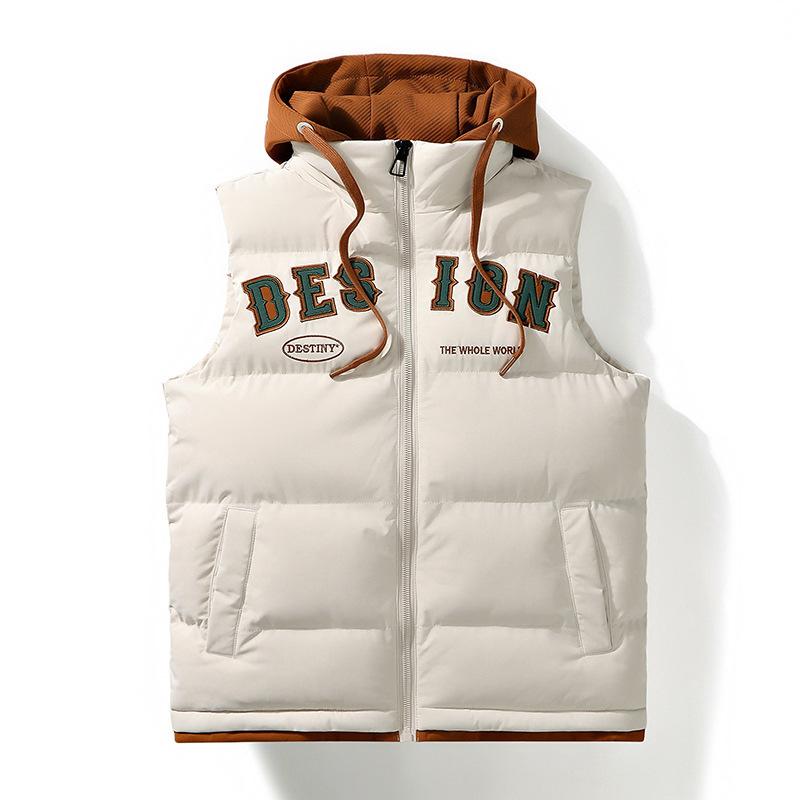 

Autumn and winter hooded vest loose fleece cotton warm thickened waterproof vest cotton coat 4XL