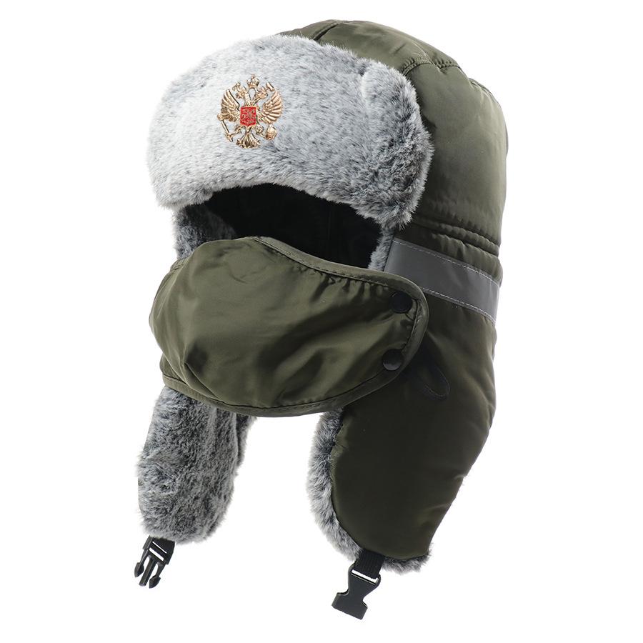 Soviet coat of arms Lei Feng hat imitation rabbit fur autumn and winter outdoor ear protection hat winter warm and cold plush hat direct supply