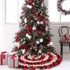 Classic Checked Burlap Christmas Tree Skirt 116cm Cheerful Cartoon Decoration Trees For