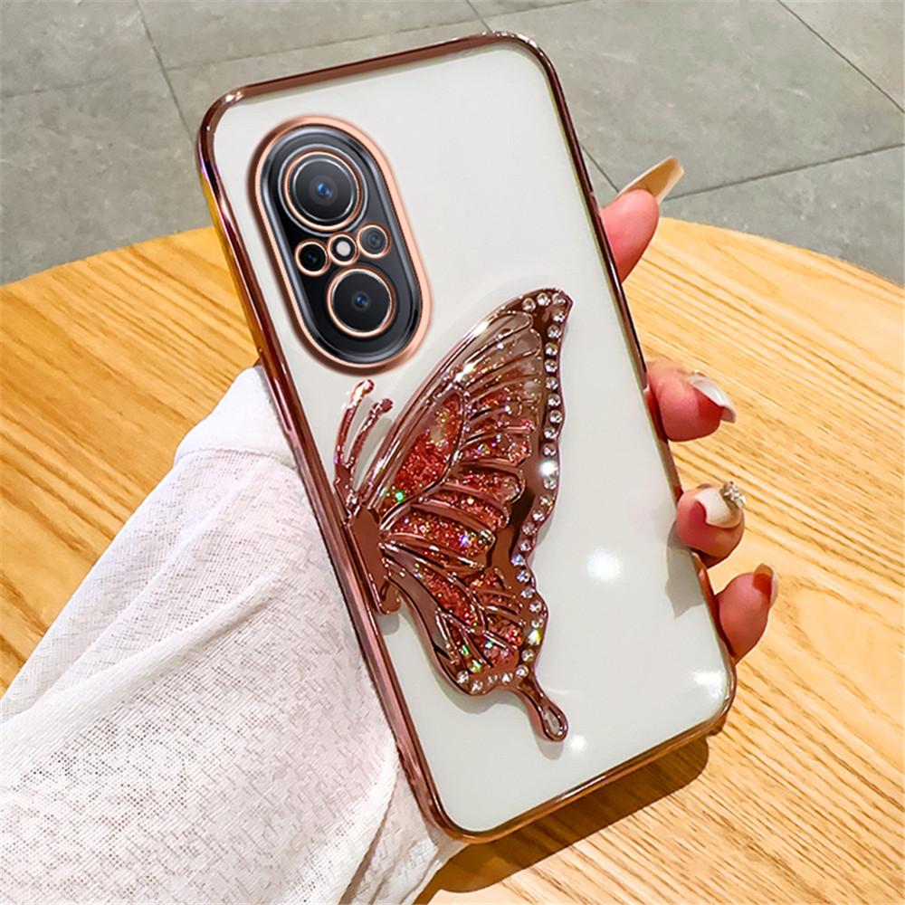 Nova 9 SE Gradient Glitter Butterfly Quicksand Phone Case For Huawei Nova 10 12 11 10 5T 7 11 9 8 7 SE Pro Y70 Plus Soft Cover
