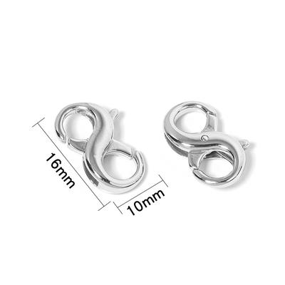 1pc Lobster Clasp Stainless Steel 8 Shape Double Opening Necklace Bracelets Connector Extender Clasps For DIY Jewelry Making