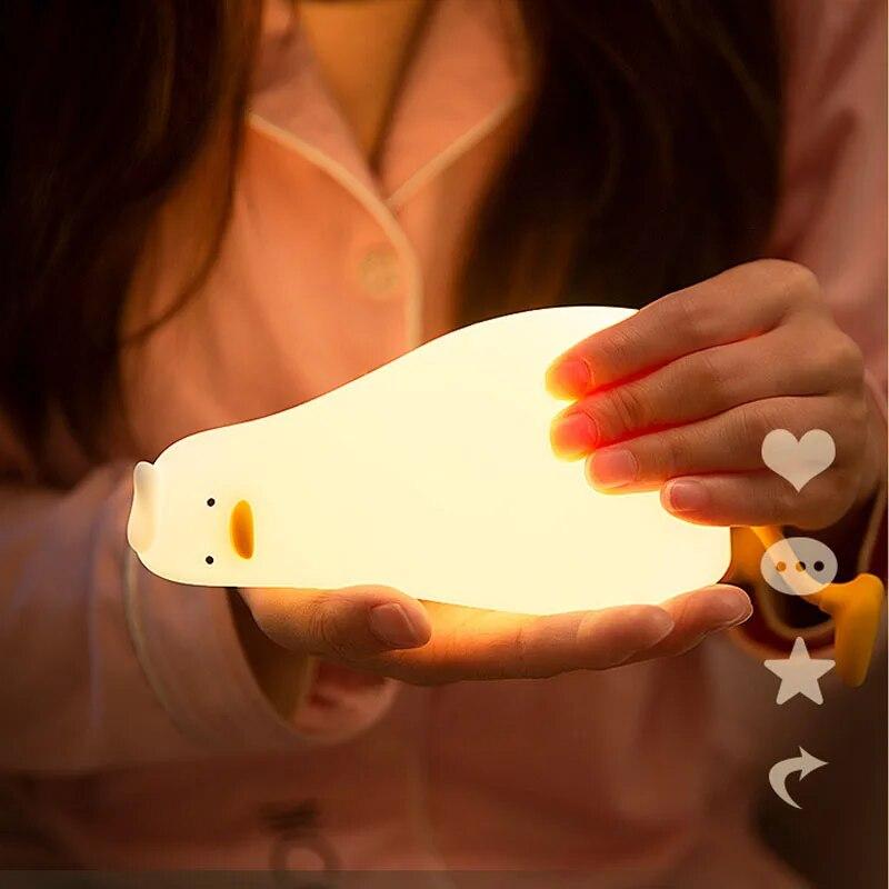 Silikon Ente Nachthimmel Led Nachtlicht Wiederaufladbare Lampe USB Cartoon Kinder Kid Schlafzimmer Kreative Dekoration Geburtstag Geschenk