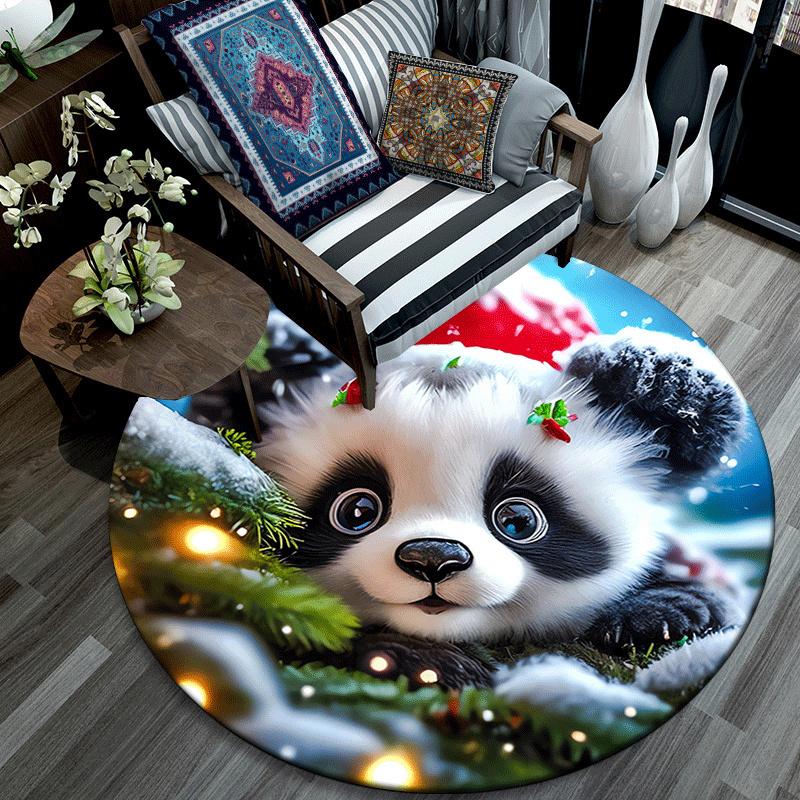 1pc Soft, Absorbent & Non Slip Cute panda Round Rug Soft Circle Rug for Living Room & Bedroom Decor, Chair Mats, and Unforgettable Home Gift