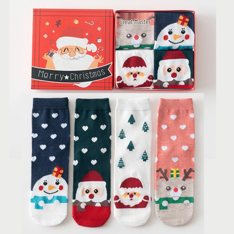 3D Cartoon Christmas Stocking Gift Set: Cute Mid-tube Women’s Socks for Autumn & Winter