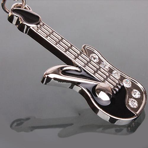 Smart Mini Guitar Pendant Rhinestone Key Ring Chain Keyring Keychain Gift
