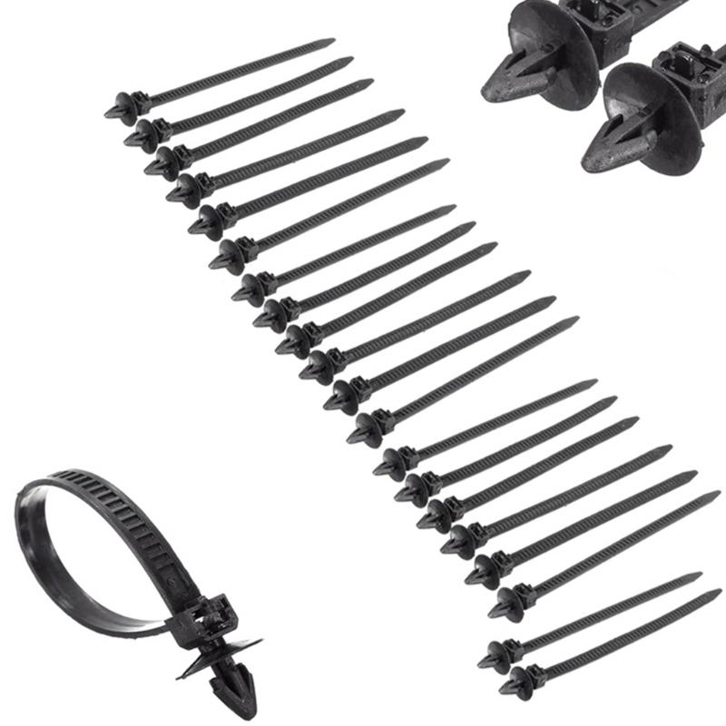 100 sztuk Push Mount Winged Cable Ties Harness Straps Szybkozłączne zarządzanie przewodami do łączenia podwozia i nadwozia samochodu
