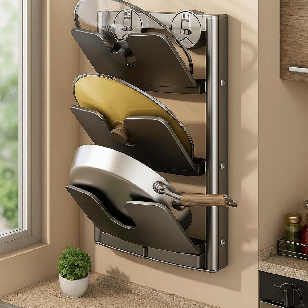 Wall Mounted Cutting Board Holder Punch-Free Pot Lids Holder Chopping Board Rack for Home